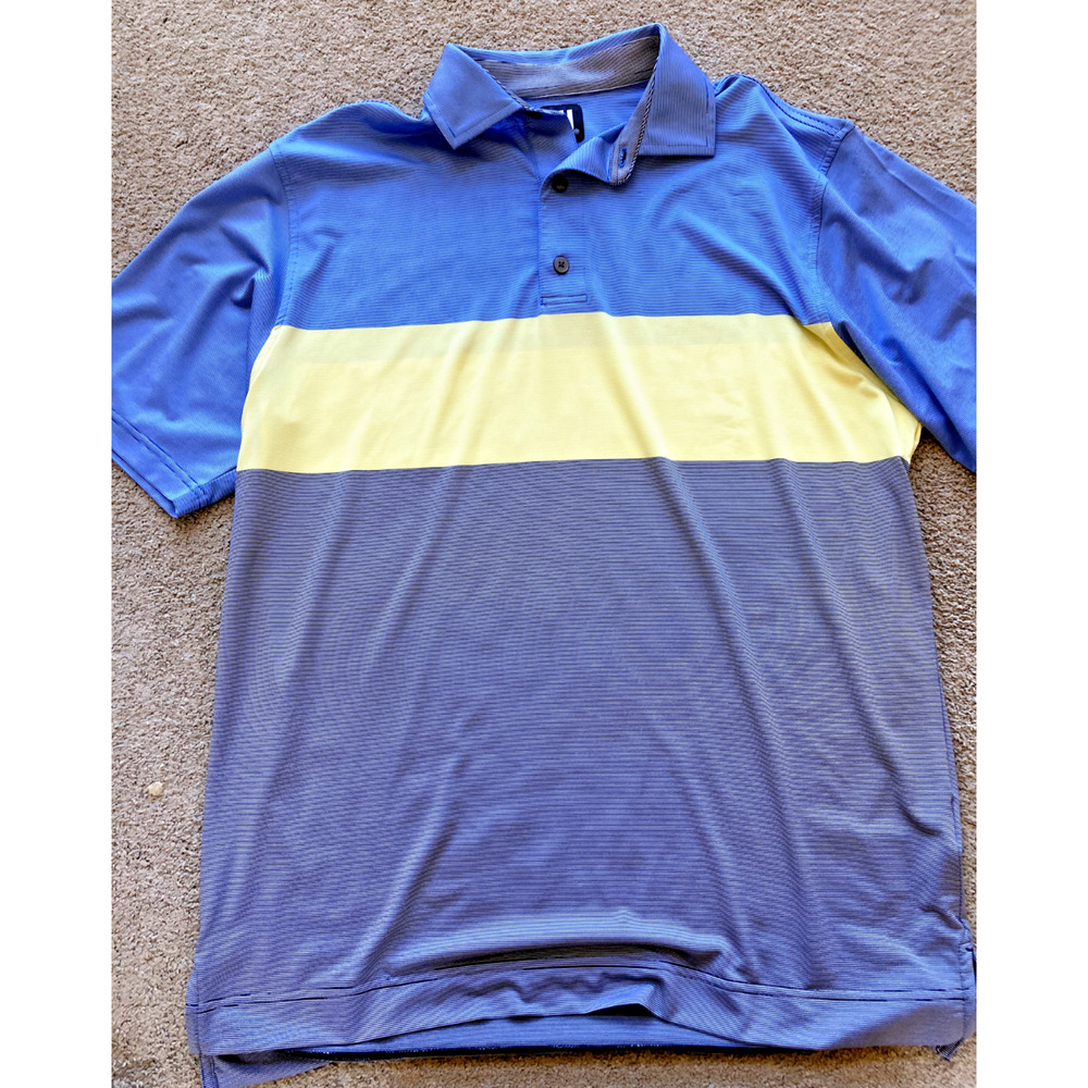FootJoy Mens Medium Golf Polo BCC Blue & Yellow